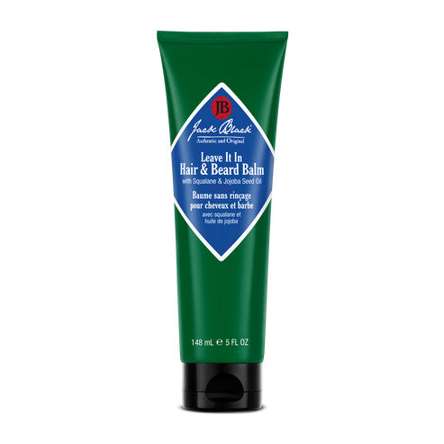 Jack Black Leave It In Hair & Beard Balm in a 5 oz green tube with a blue diamond label.