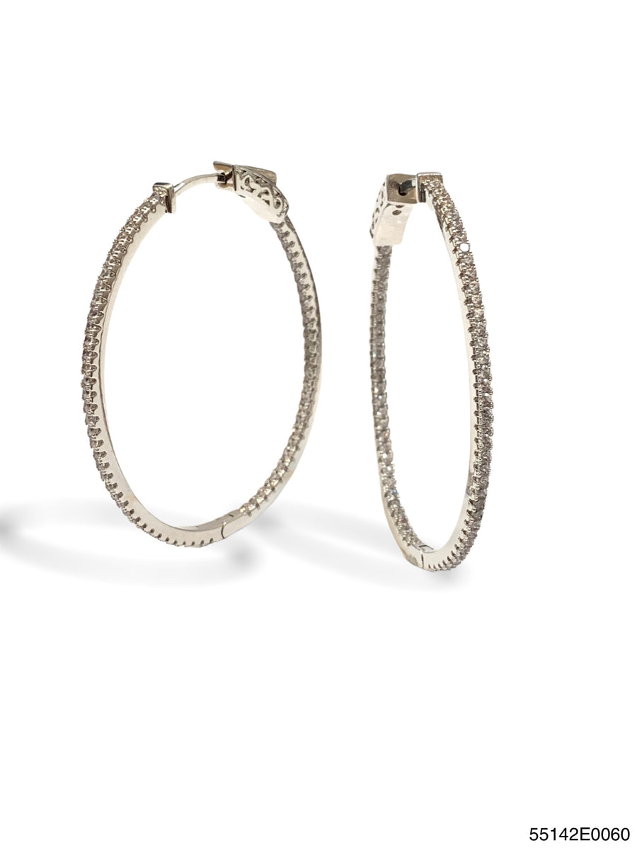 Lauren oval hoop earrings with inside-out design in polished gold metal