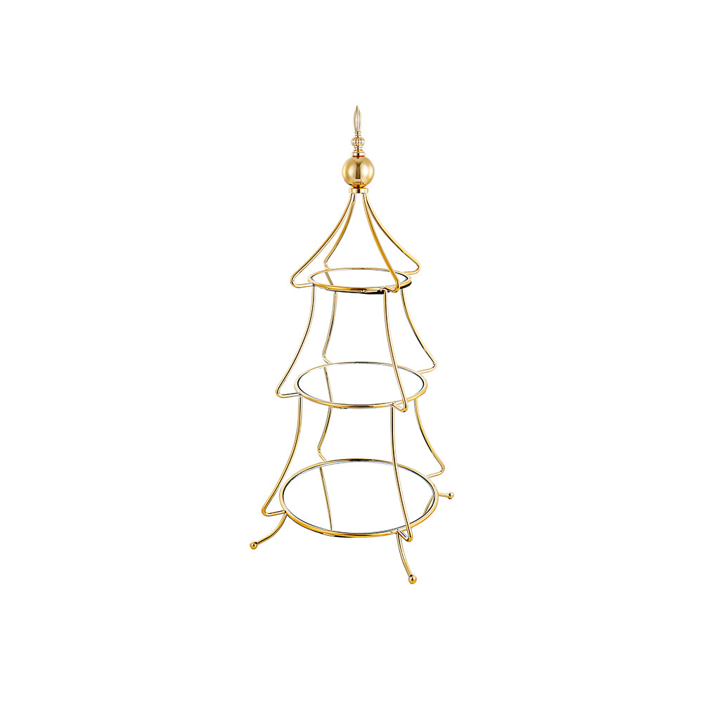 Gold tiered tree-shaped accessory with a holiday silhouette