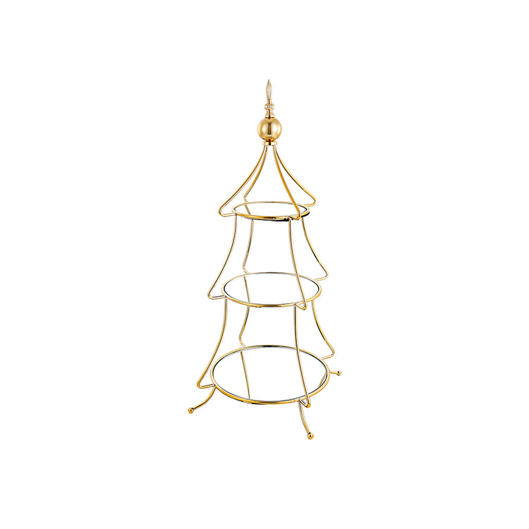 Gold tiered tree-shaped accessory with a holiday silhouette