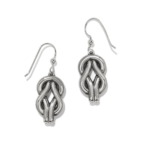 Silver-gold two-tone French wire earrings with a 7/16-inch width and one-inch drop.