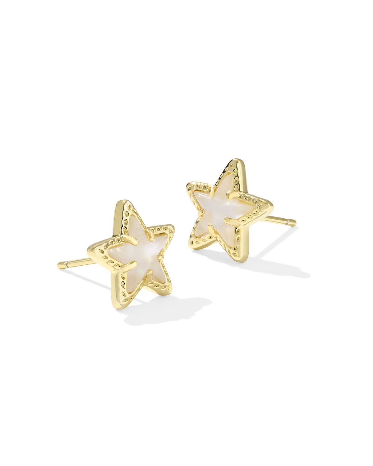 Gold Cassidy stud earrings featuring a star-spangled crystal center on an ear post.