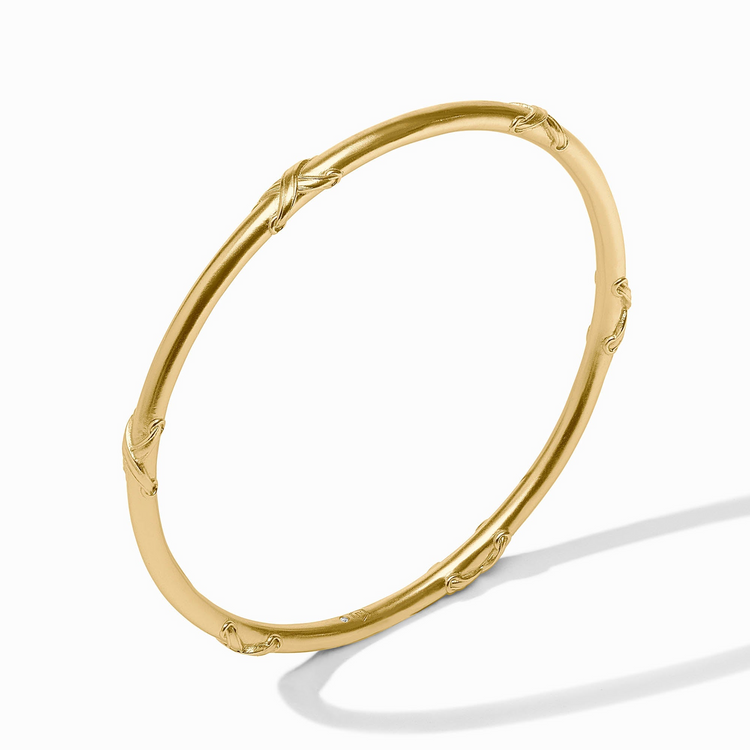 Essex Bangle in 24K gold plate with a textured, knotted design and a polished finish.