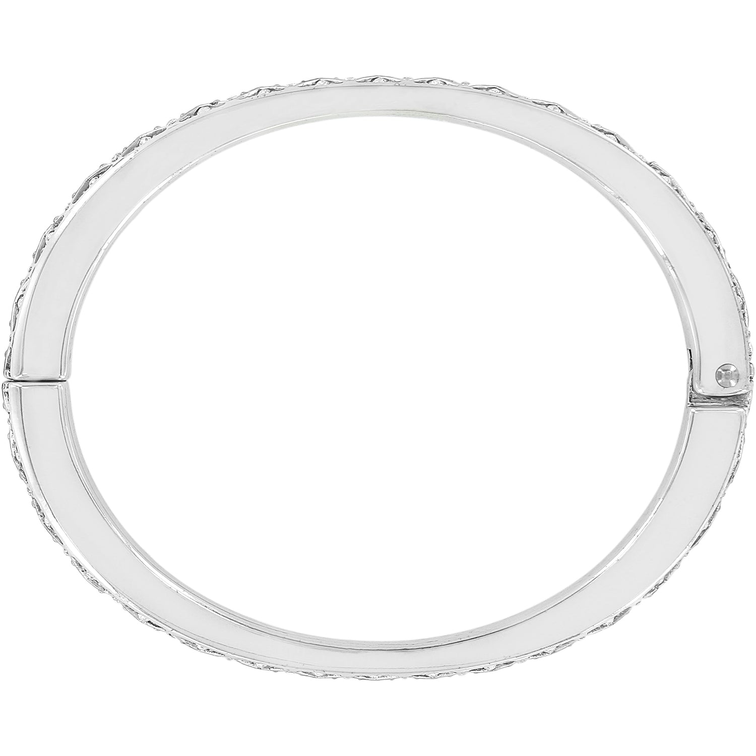 Silver plated diamond hinged bangle with fine-quality crystal accents and a magnetic closure.