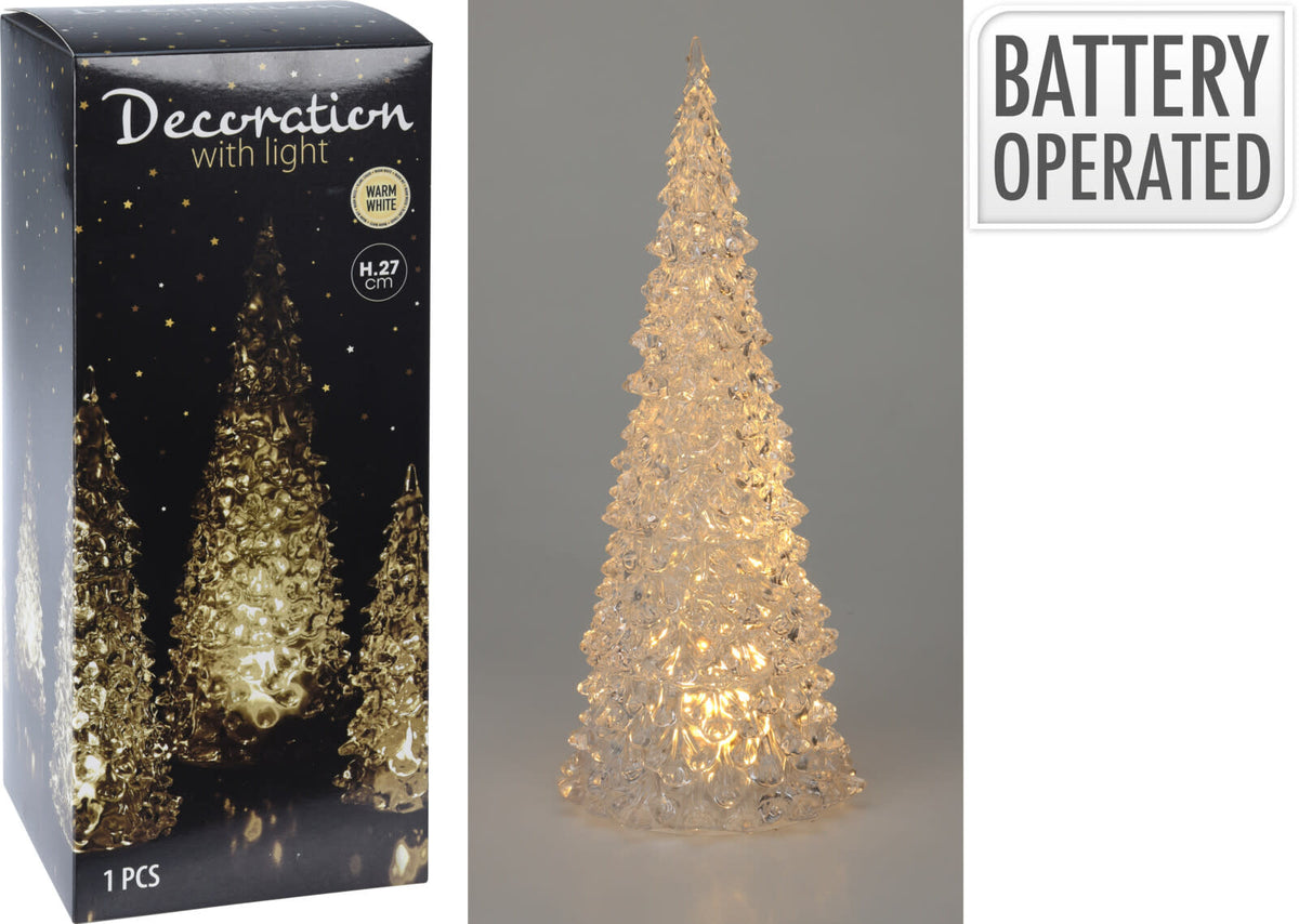 Acrylic Christmas tree with warm white LED lights