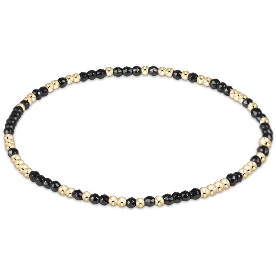 Hope Unwritten bracelet with 2mm 14kt gold-filled beads and faceted black hematite beads.
