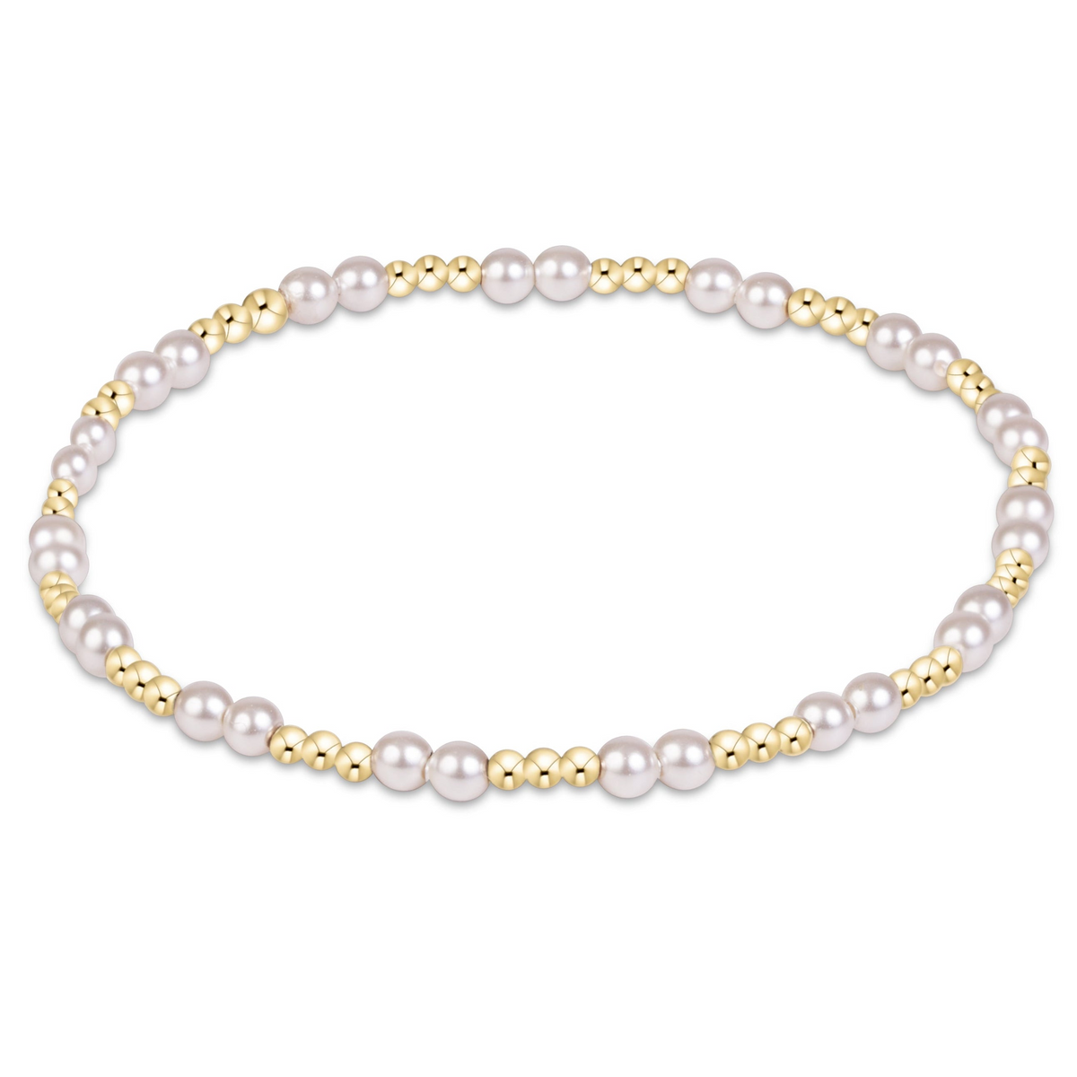 Together Pearl 3mm Bracelet featuring alternating 14kt gold-filled beads and white pearl crystals.