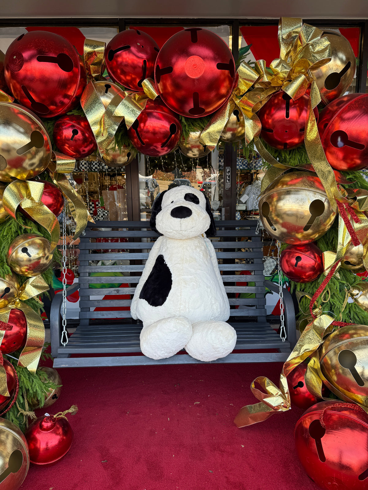 Bashful Black & Cream puppy plush with polyester fabric, PE bean filling, and a soft silhouette.