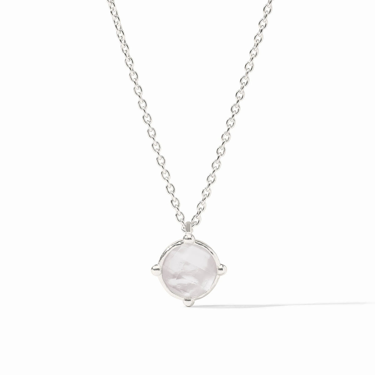 Honeybee solitaire necklace featuring a faceted gemstone with four bead accents on an adjustable cable chain.