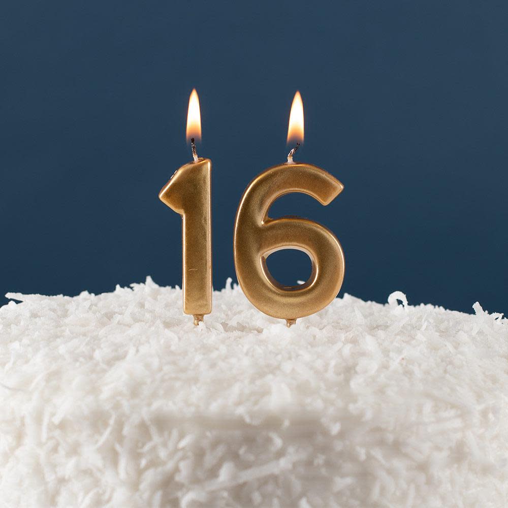 Gold number birthday candle with a coated finish
