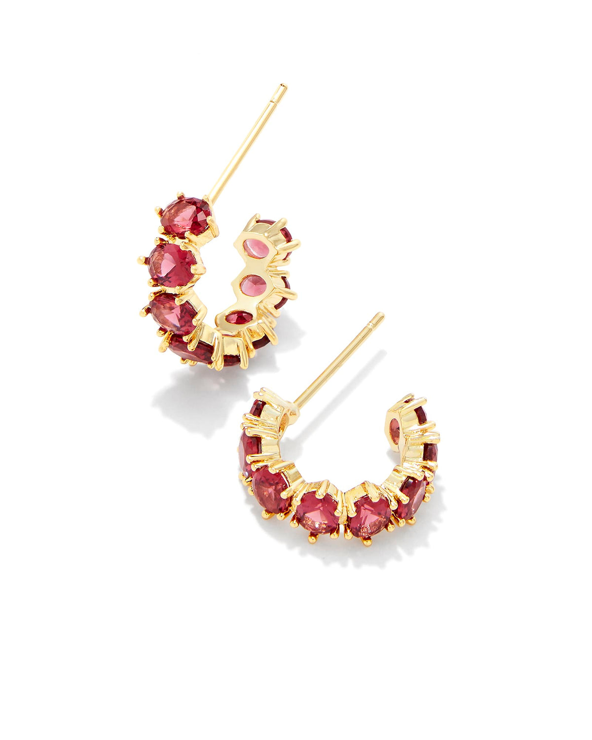 Cailin crystal huggie earrings with earpost closure in a high-shine finish.