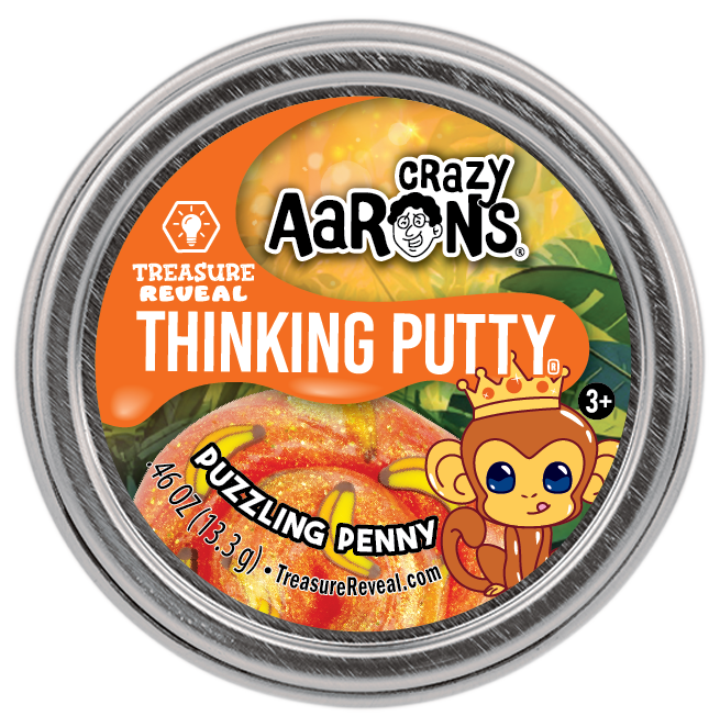 Treasure Reveal Thinking Putty in clear silicone with colorful embedded surprises inside.