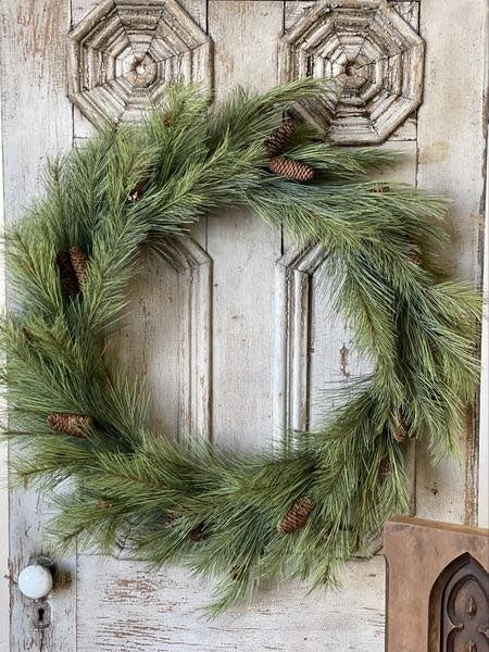Northern Soft Pine Wreath with Cones