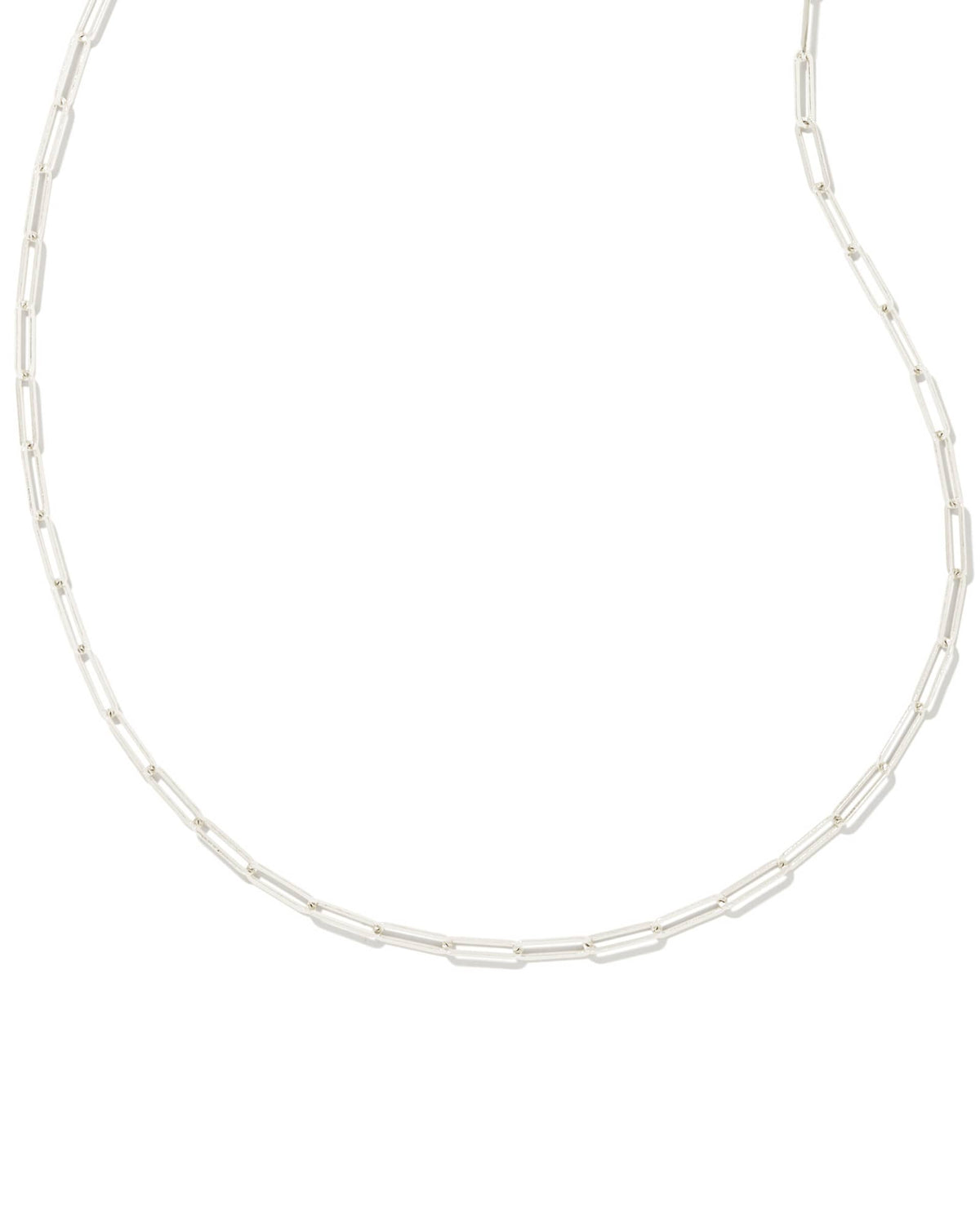 Courtney Paperclip Necklace in silver featuring elongated rectangular links.