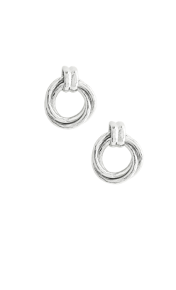 Neptune silver earrings featuring three interlocking polished rings on surgical steel posts.