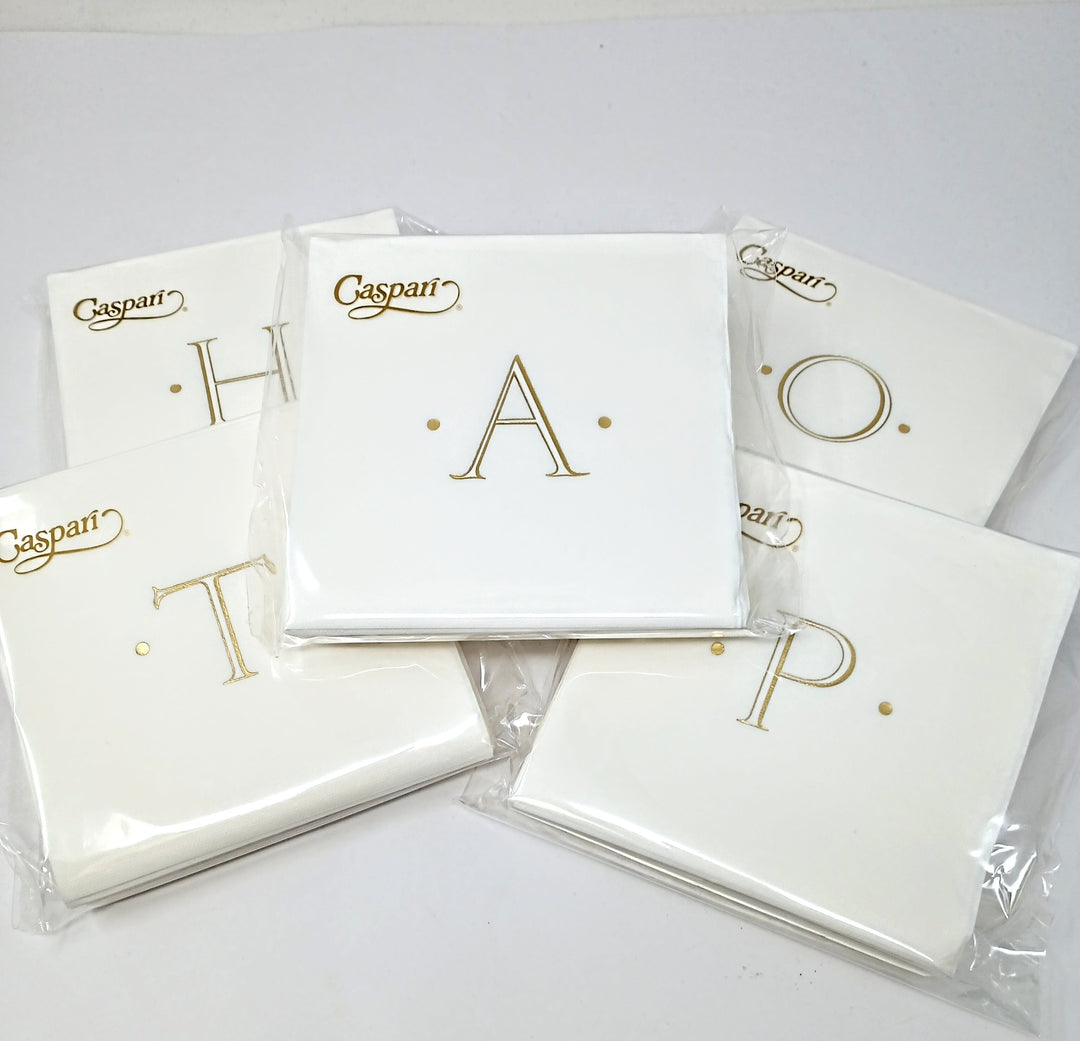 Paper Linen White Cocktail Initial Napkins (Sold Individually)