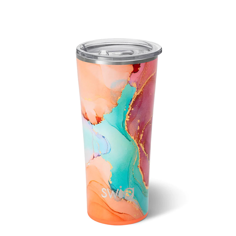 Matte black 22oz stainless steel tumbler with silicone base and removable lid slider