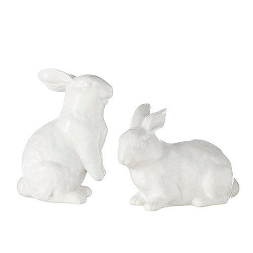 Clay bunny home decor figurine measuring approximately four inches tall.