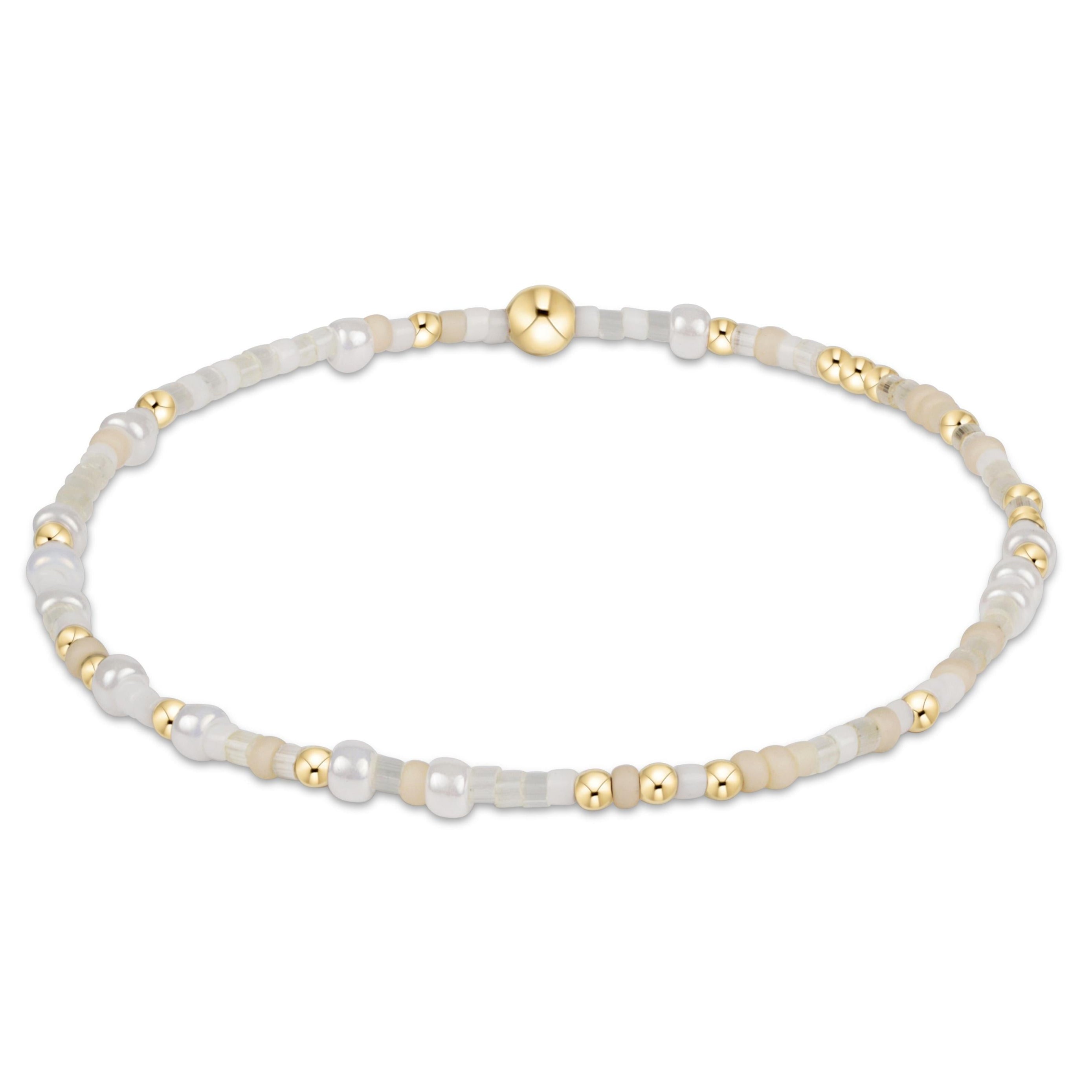 Egirl Hope Unwritten bracelet with gold-filled beads and colorful seed beads on elastic cord