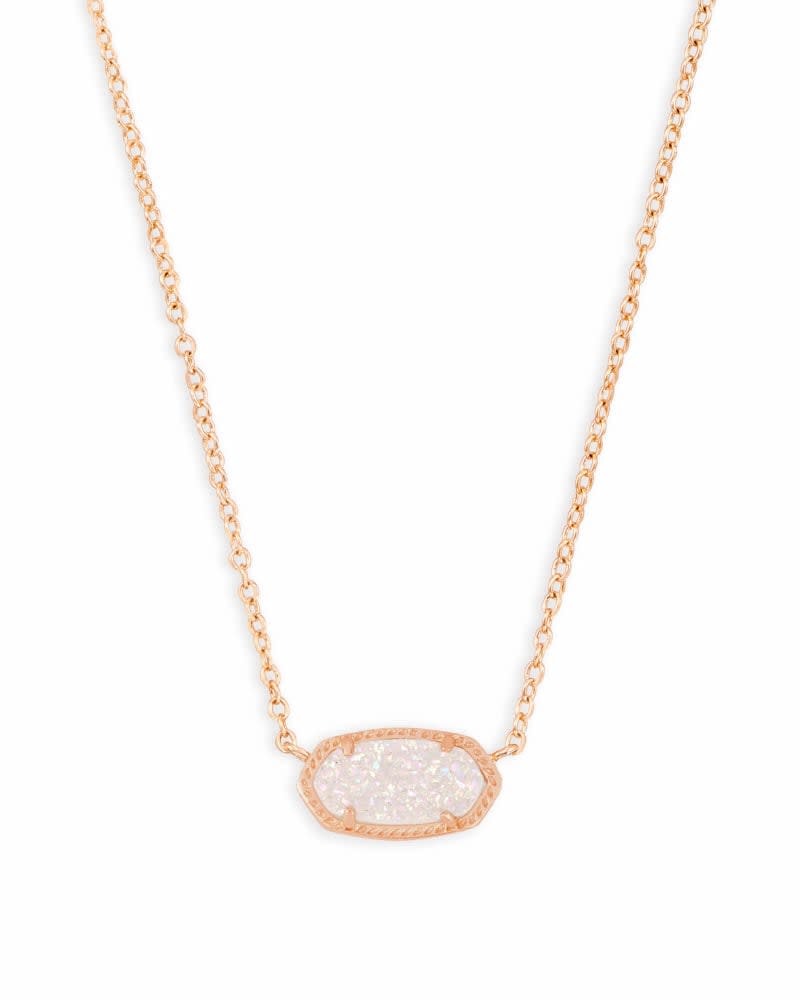 Elisa Short Pendant Necklace in gold-tone metal with a small rectangular pendant on an adjustable chain.