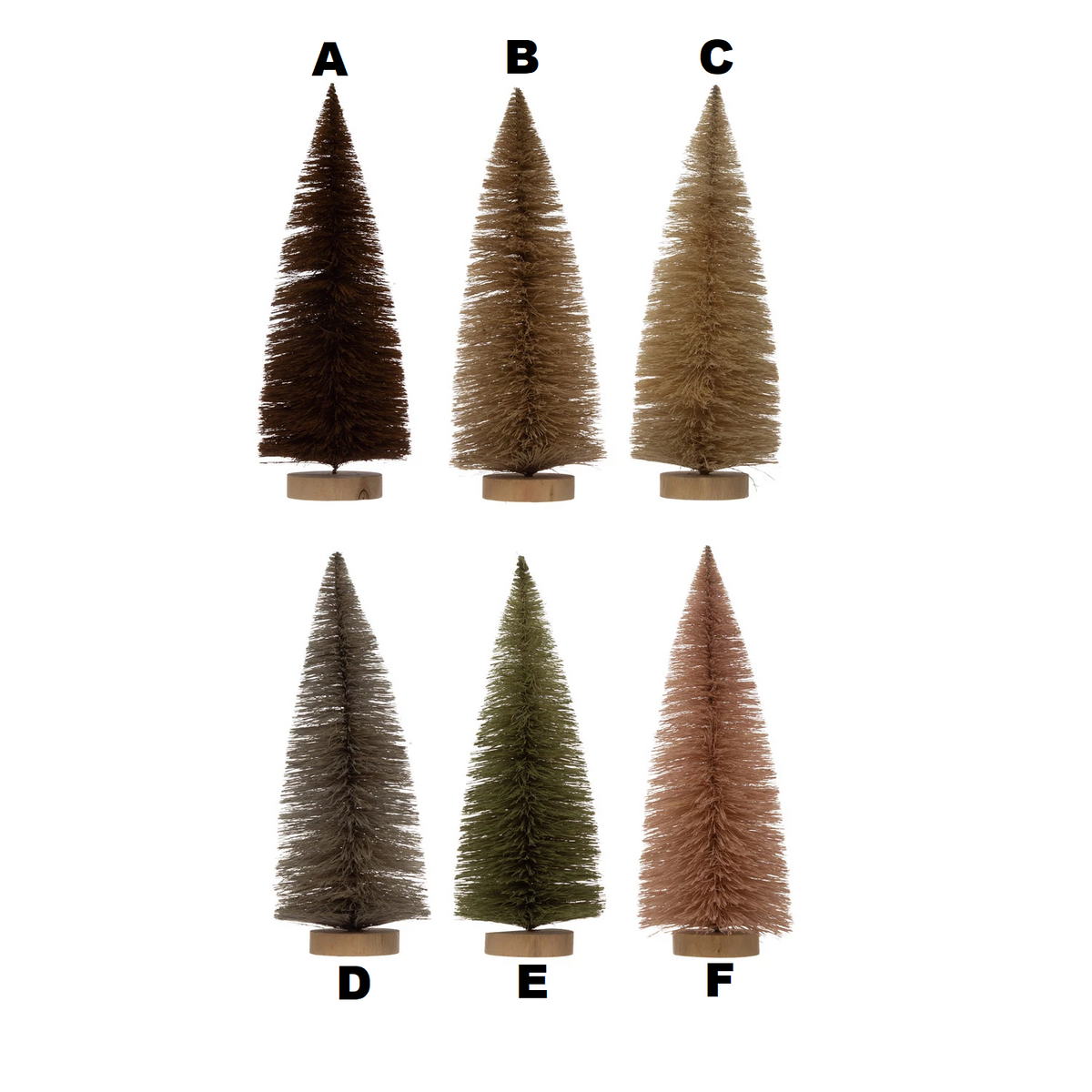 Rustic sisal bottle brush tree with wood base in natural brown tones