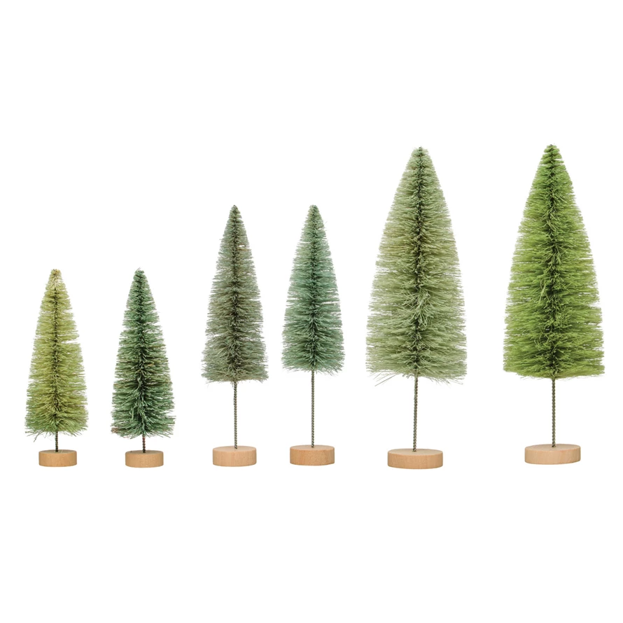 Sisal Bottle Brush Trees With Wood Base