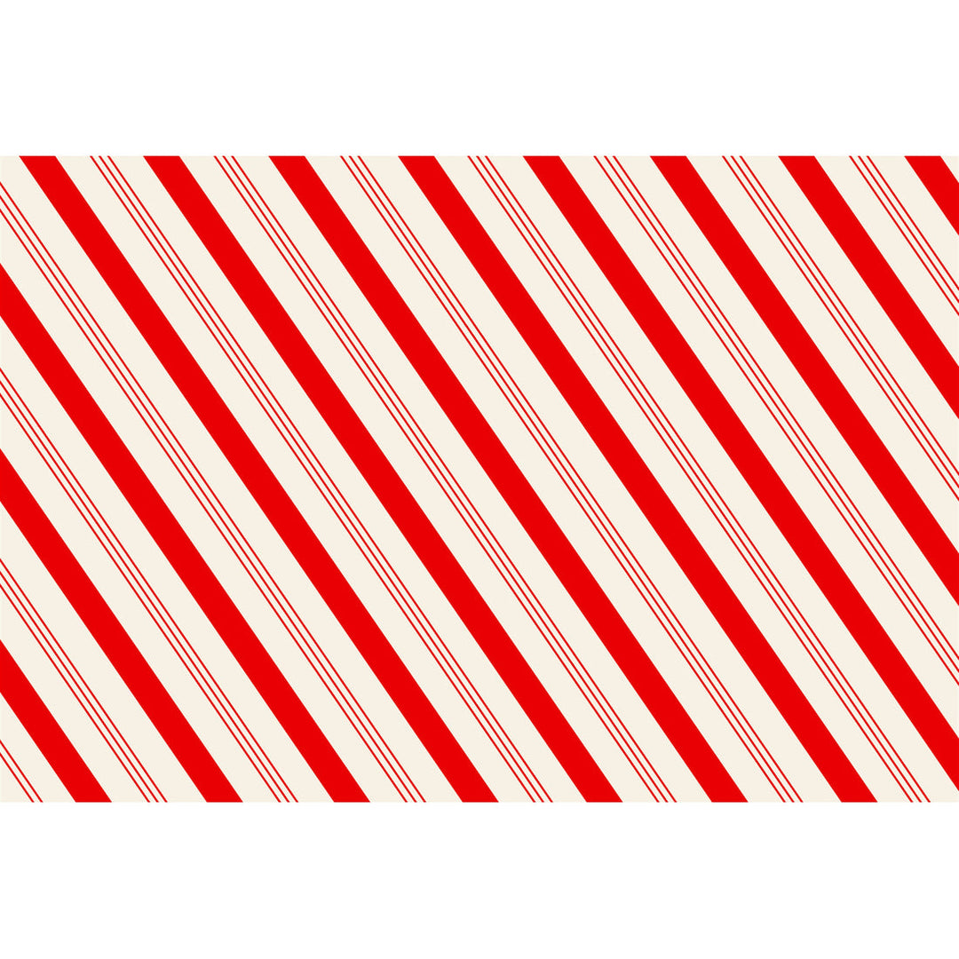 Candy Stripe Placemat featuring diagonal red and white stripes in a classic peppermint pattern.