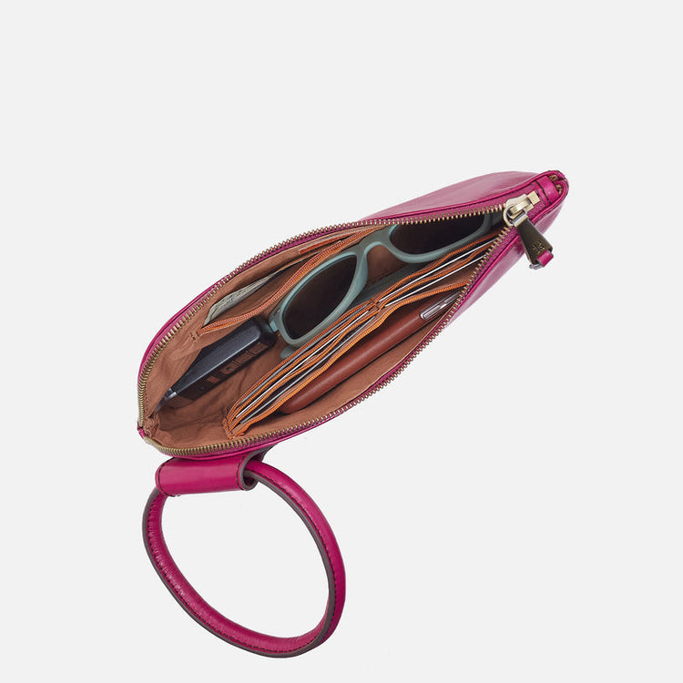 Sable wristlet in cactus flower print with a compact rectangular shape.