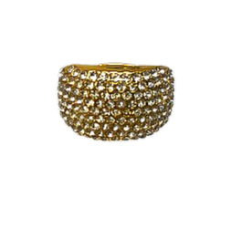 Gold-tone pave cluster stretch ring fully embellished with clear round rhinestones.