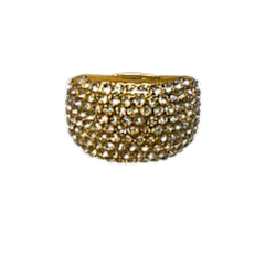 Silver stretch ring with a pave cluster rhinestone embellishment on the band.