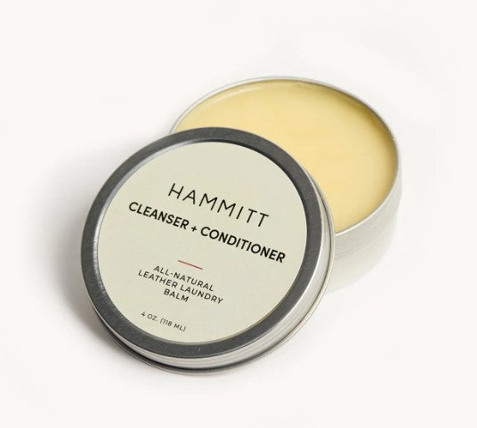 Hammitt all-natural leather laundry balm cleanser + conditioner in a round tin.