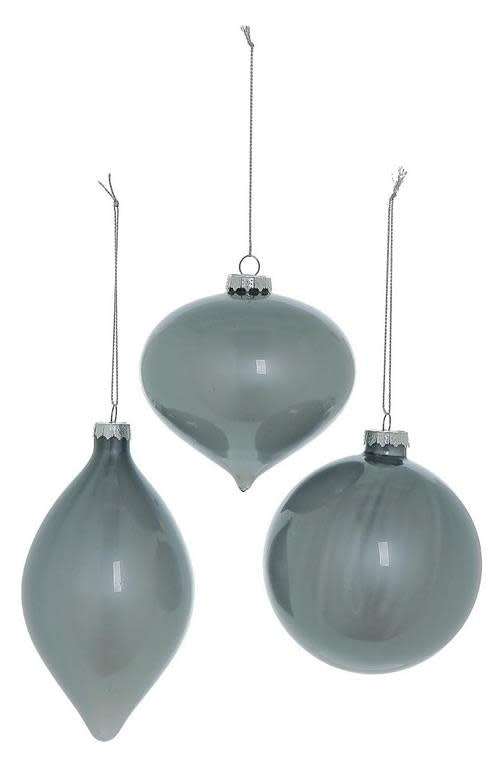 Glass ball ornament with a delicate reflective surface in clear color.