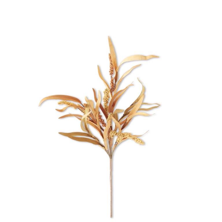 24-inch artificial stem with orange and tan long Eva leaves and yellow and orange spikes.
