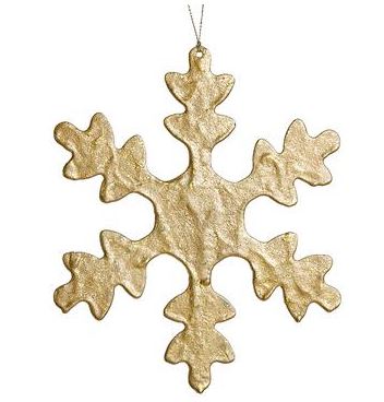 Gold metal snowflake ornament with plastic components