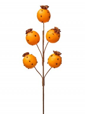 19.5-inch decorative spray featuring five oranges studded with cloves and topped with star anise.