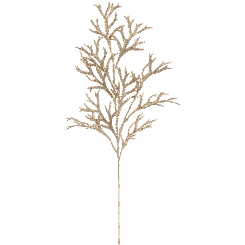 31.5-inch champagne metallic staghorn spray with shimmering branched foliage and a long stem.
