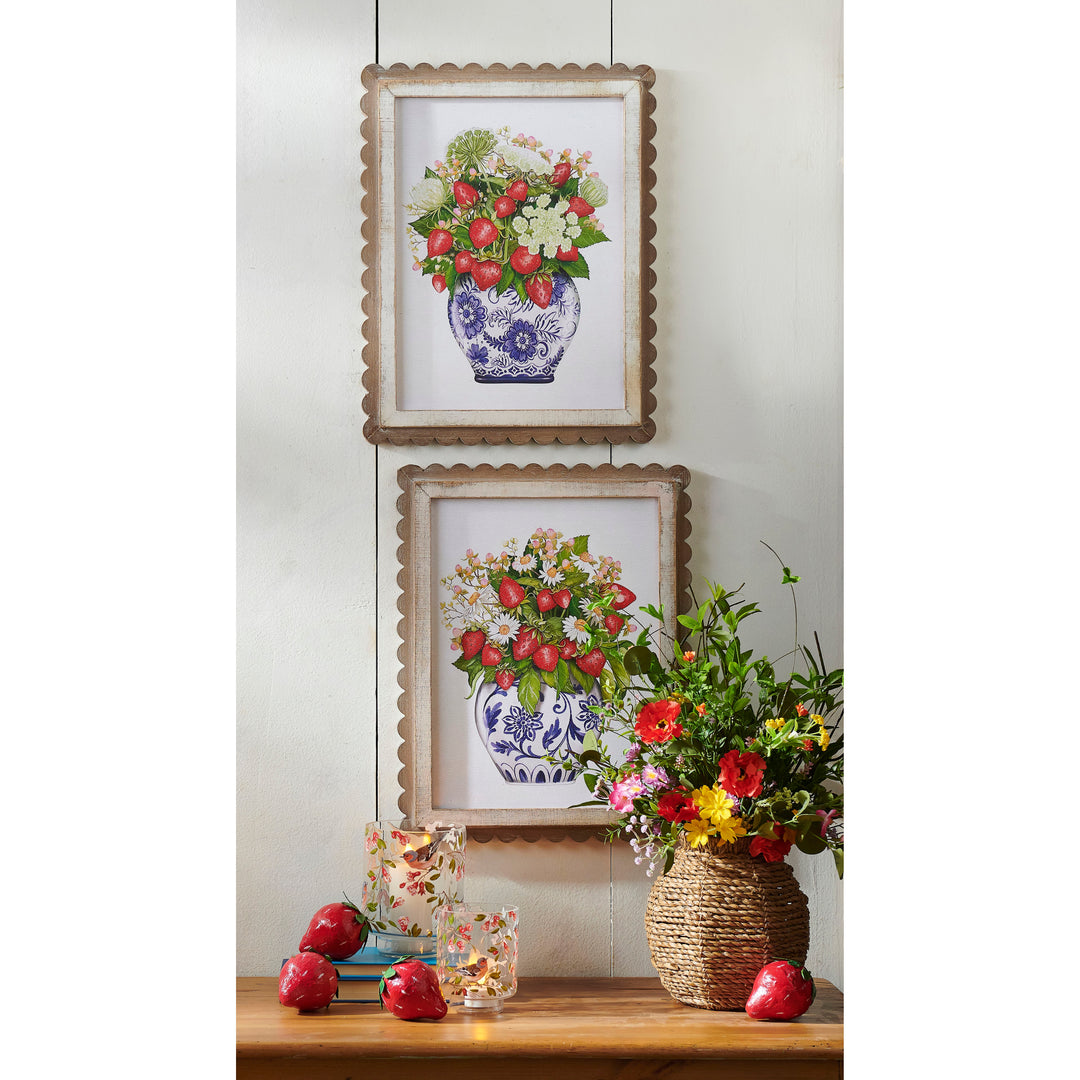 18" Wild Berry in Vase Scalloped Framed Wall Art