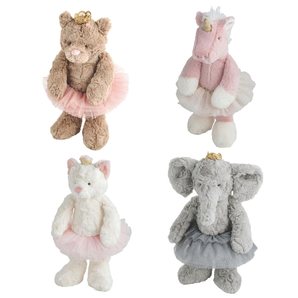 White ballerina plush toy with pink tutu and bow.