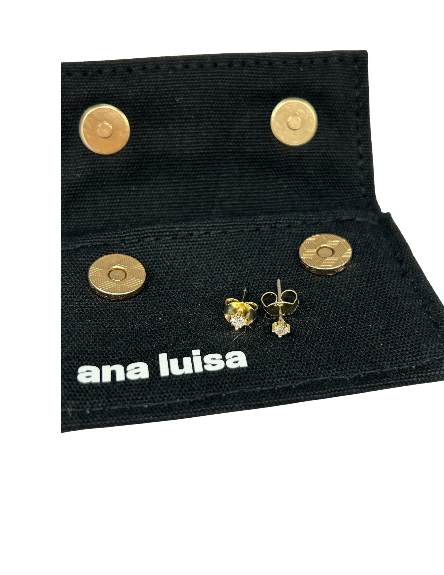 Sterling silver mini diamond stud earrings with a simple round stone setting.