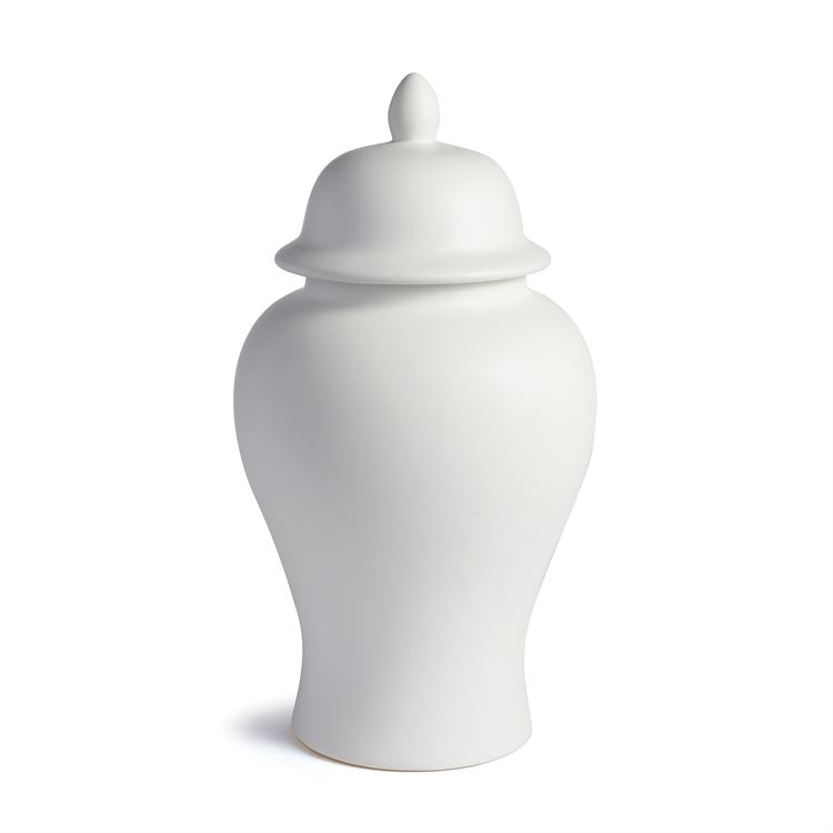 Large Barclay Butera Westcliff jar with a textured ceramic finish in neutral tones.
