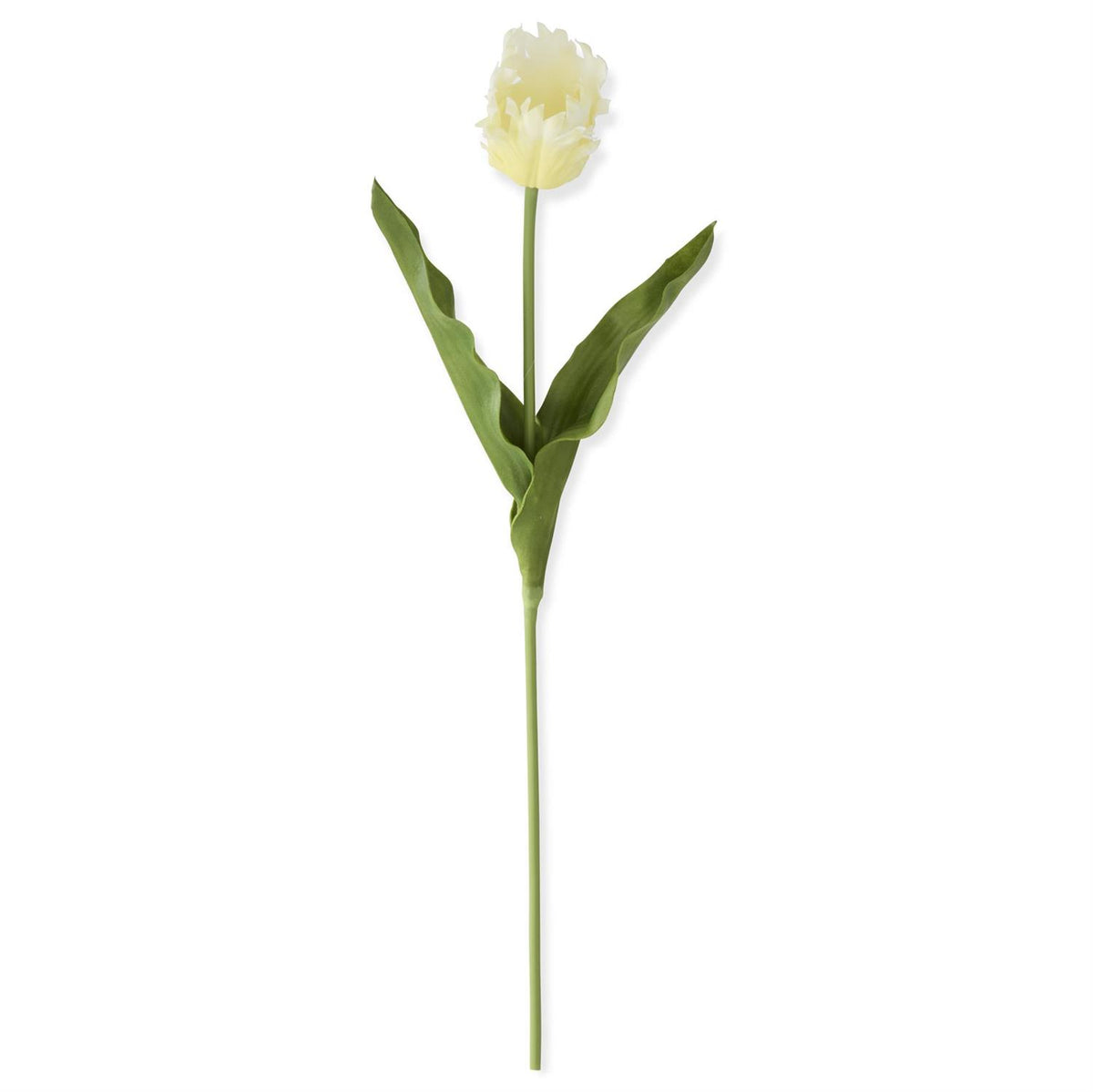 Real Touch parrot tulip artificial plant with green plastic leaves on a wire stem.