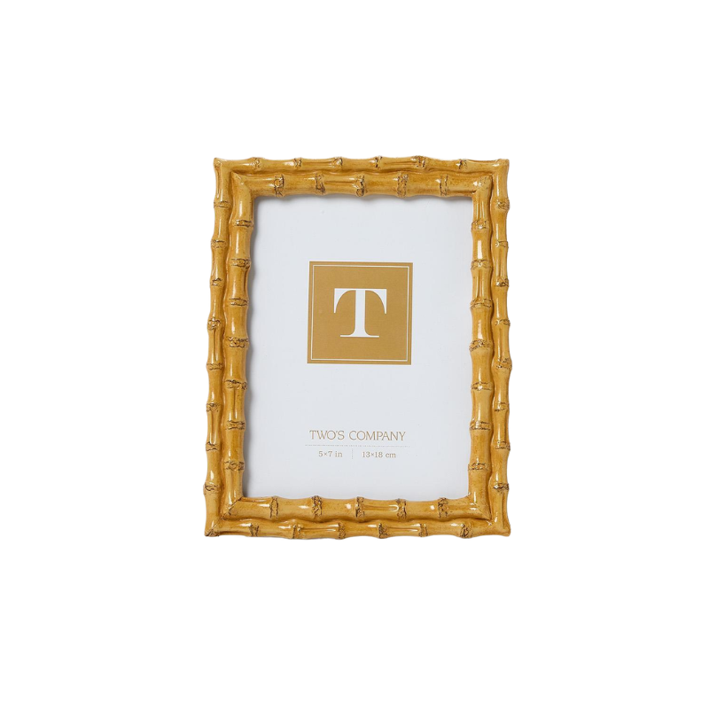 Blonde faux bamboo photo frame with a resin construction and glass front.