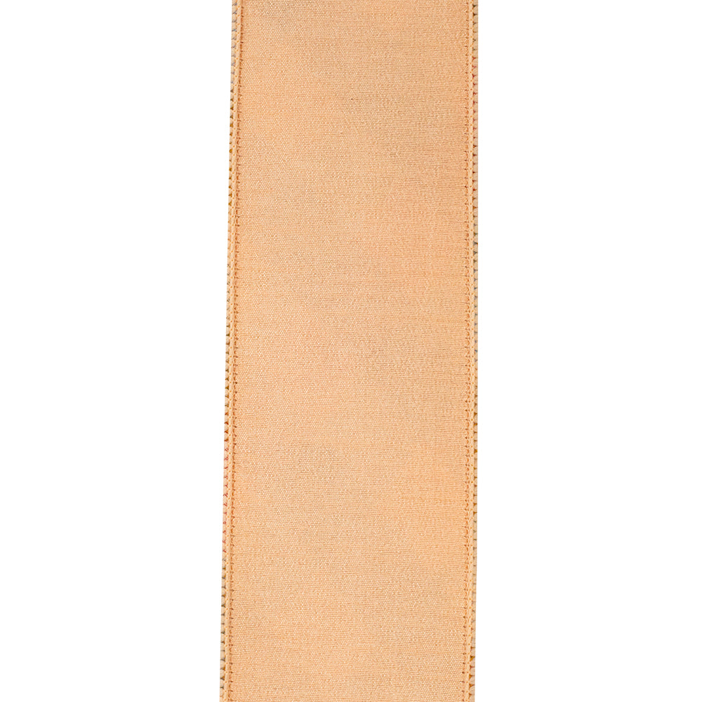 2.5 inch Augusta Tonal Ribbon in a solid peach color with a subtle woven texture.