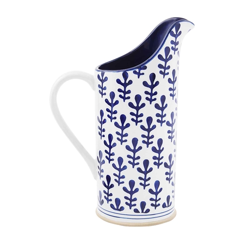 Indigo stoneware pitcher with a classic curved handle.