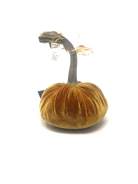 Handmade orange velvet pumpkin with natural stem