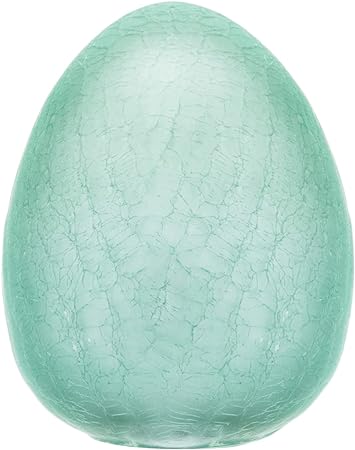 Ice-patterned glass Easter egg measuring 4.5 inches high with a 5.5-inch diameter.