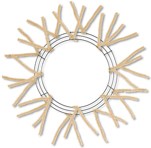 Burlap wreath form with 15-inch wire frame and 25-inch oval shape