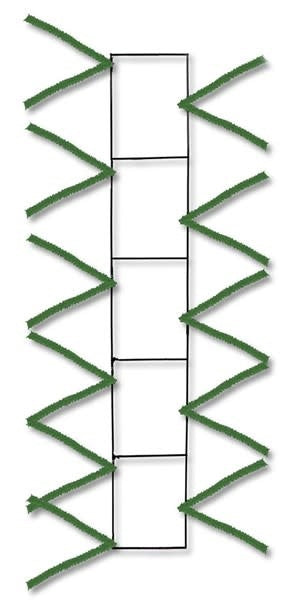 Vertical wire work pencil rail measuring 22 inches long by 4 inches wide.