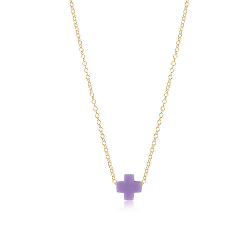 16-inch 14kt gold-filled chain necklace featuring a small purple signature cross pendant.