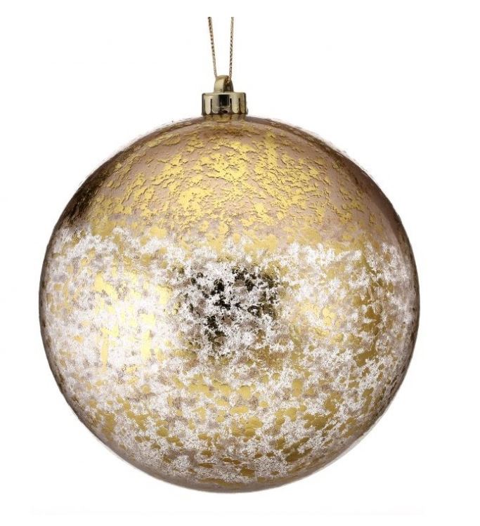 8-inch metallic leaf vacuum plate ball ornament with a reflective silver finish.
